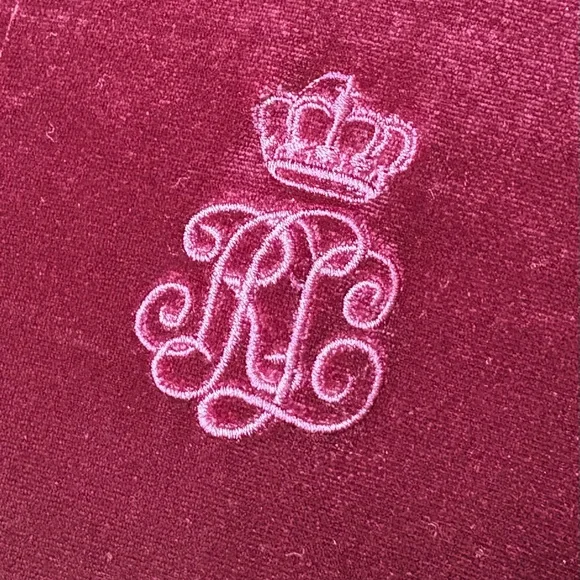 Wine Coloured Velvet Ralph Lauren Zip-Front Robe - Picture 5 of 6